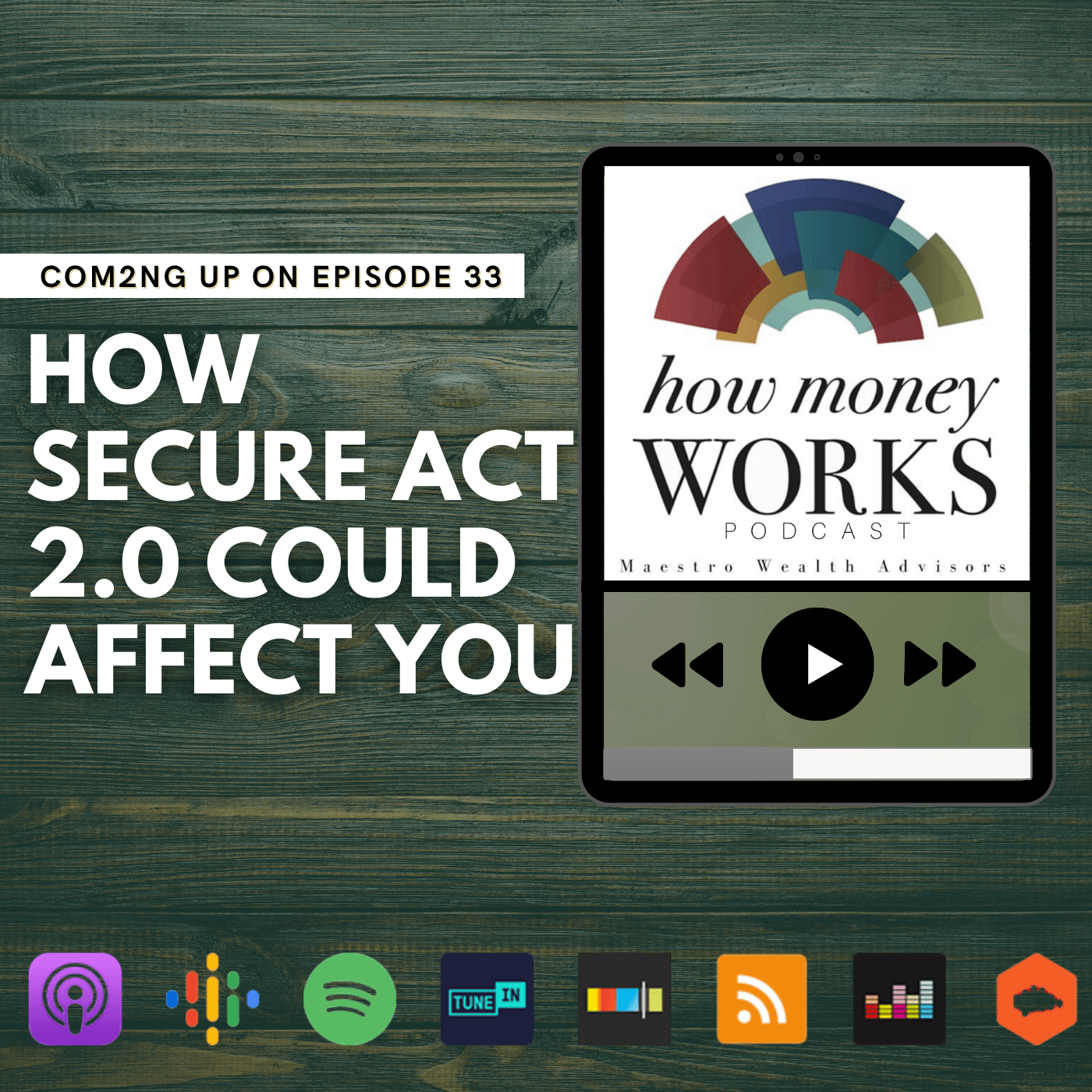 How Secure Act 2.0 Could Affect You: Coming up on Episode 33 of the "How Money Works podcast from Maestro Wealth Advisors.