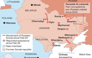 Map of Russia and Ukraine