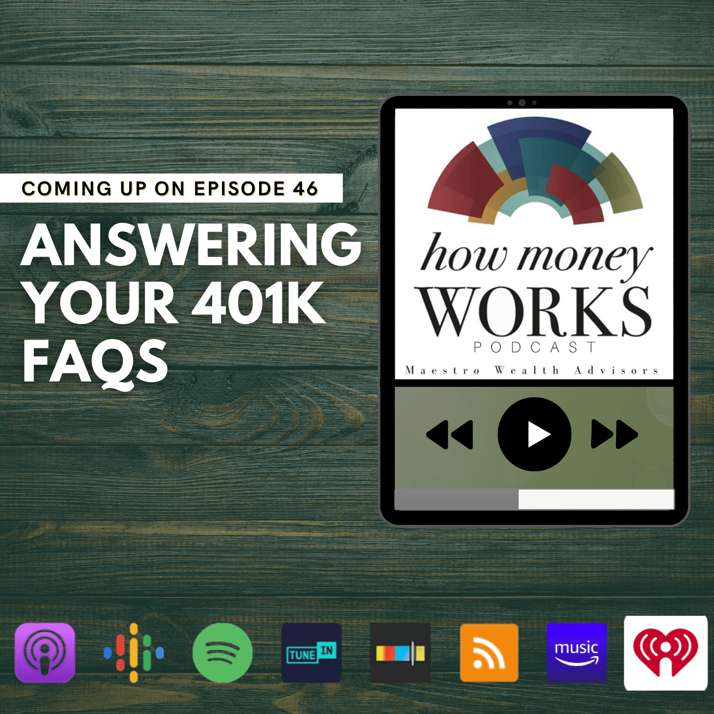 Answering Your 401K FAQs: Coming up on Episode 46 of the "How Money Works podcast from Maestro Wealth Advisors.