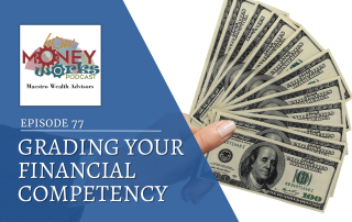 A hand holds several $100 bills for "Grading Your Financial Competency," Episode 77 of the "How Money Works" podcast from Maestro Wealth Advisers.